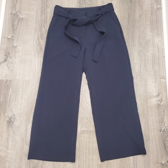 Cynthia Rowley Crop Pants Navy Blue Wide Leg - Picture 2 of 5